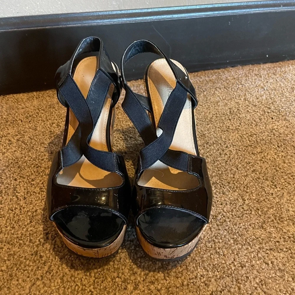 Michael Shannon strappy cork wedges